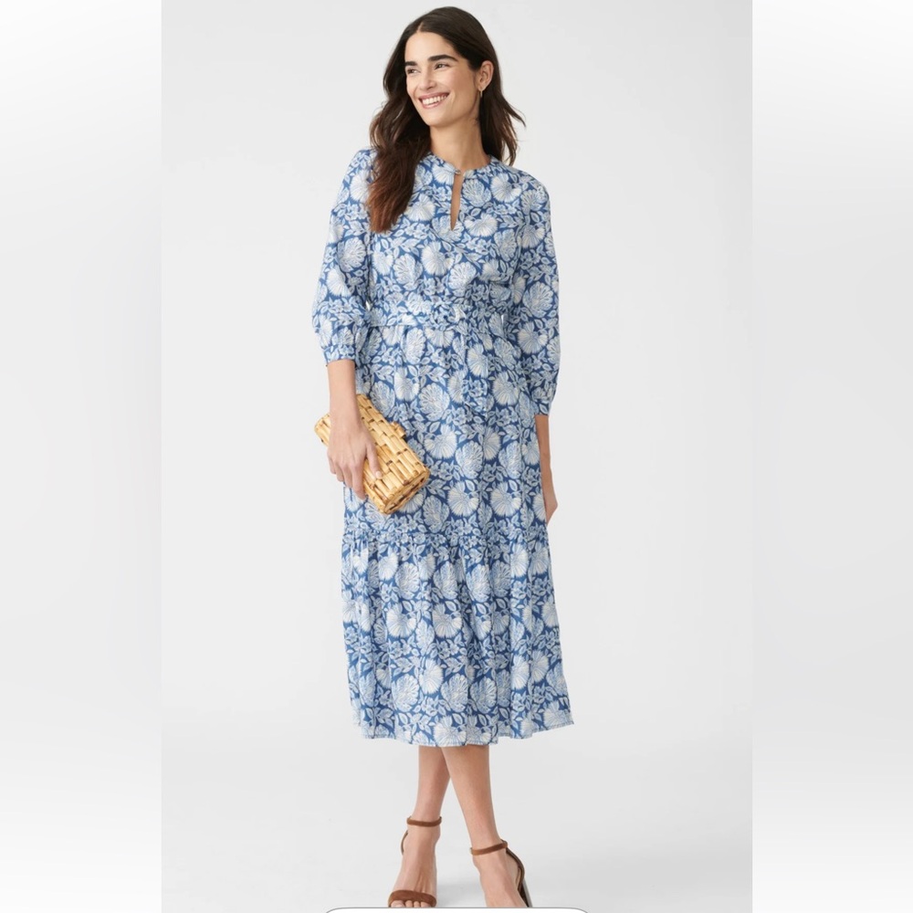 J. McLaughlin Blue Cerina Silk Dress in Palmilla, nwt